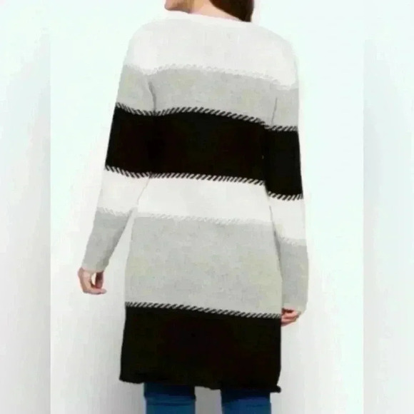 NWT Stitch Fix Fortune + Ivy Adeline Cardigan Open Front~gray, black,& white~XS - Picture 2 of 8